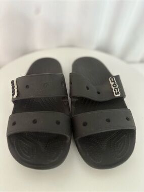 Crocs Black Two-Strap Comfort Slide Sandals M6 W8 (SH112)